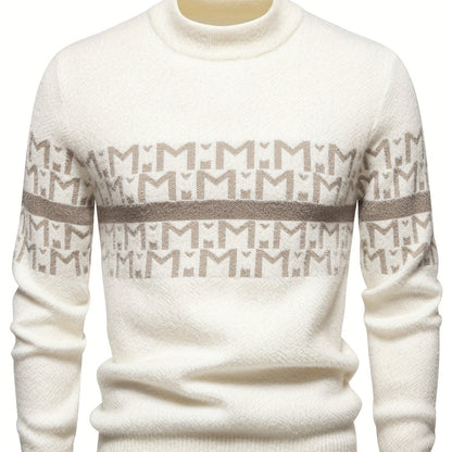 Տղամարդկանց նոր աշուն/ձմեռ տրիկոտաժե սվիտեր, բարձր վզնոցով, ամենօրյա, նորաձև, տաք հիմք - Senmeigou