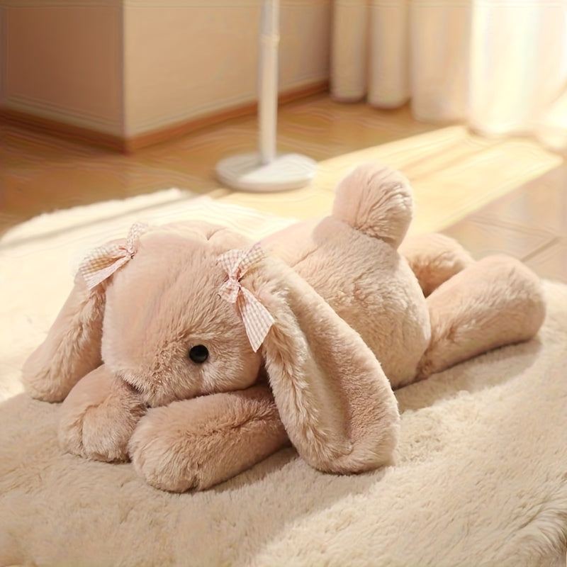 35Cm/13.8Inch Brown Rabbit Plush Toy, Cute Bunny Stuffed Animal with a Bow, Lively Adorable Rabbit Toy, Cozy Home Decor, Perfect Surprise Gifts for Kids, Friends, Boys, And Girls for Birthdays, Christmas, And Easter