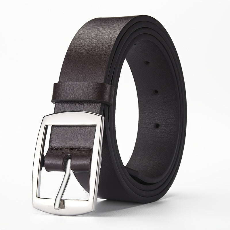 CKIRUV Men'S Elegant Faux Leather Belt with Alloy Buckle, Fashionable Business Casual Accessory, Ideal Valentine's/Mardi Gras/Campus Gift, Black