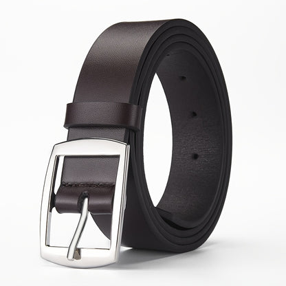 CKIRUV Men'S Elegant Faux Leather Belt with Alloy Buckle, Fashionable Business Casual Accessory, Ideal Valentine's/Mardi Gras/Campus Gift, Black