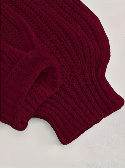 Elegant Drop Shoulder Women's Knit Cardigan with Contrasting Buttons - Long Sleeve, Ribbed Detail, Polyester, Perfect for Fall/Winter