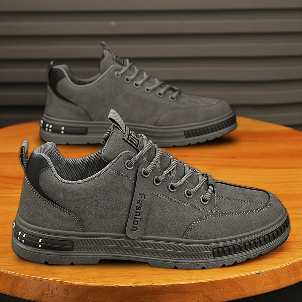 Men's Casual Comfortable Solid Color Sneakers, Wear-resistant Non-slip Skateboard Shoes For Spring And Autumn