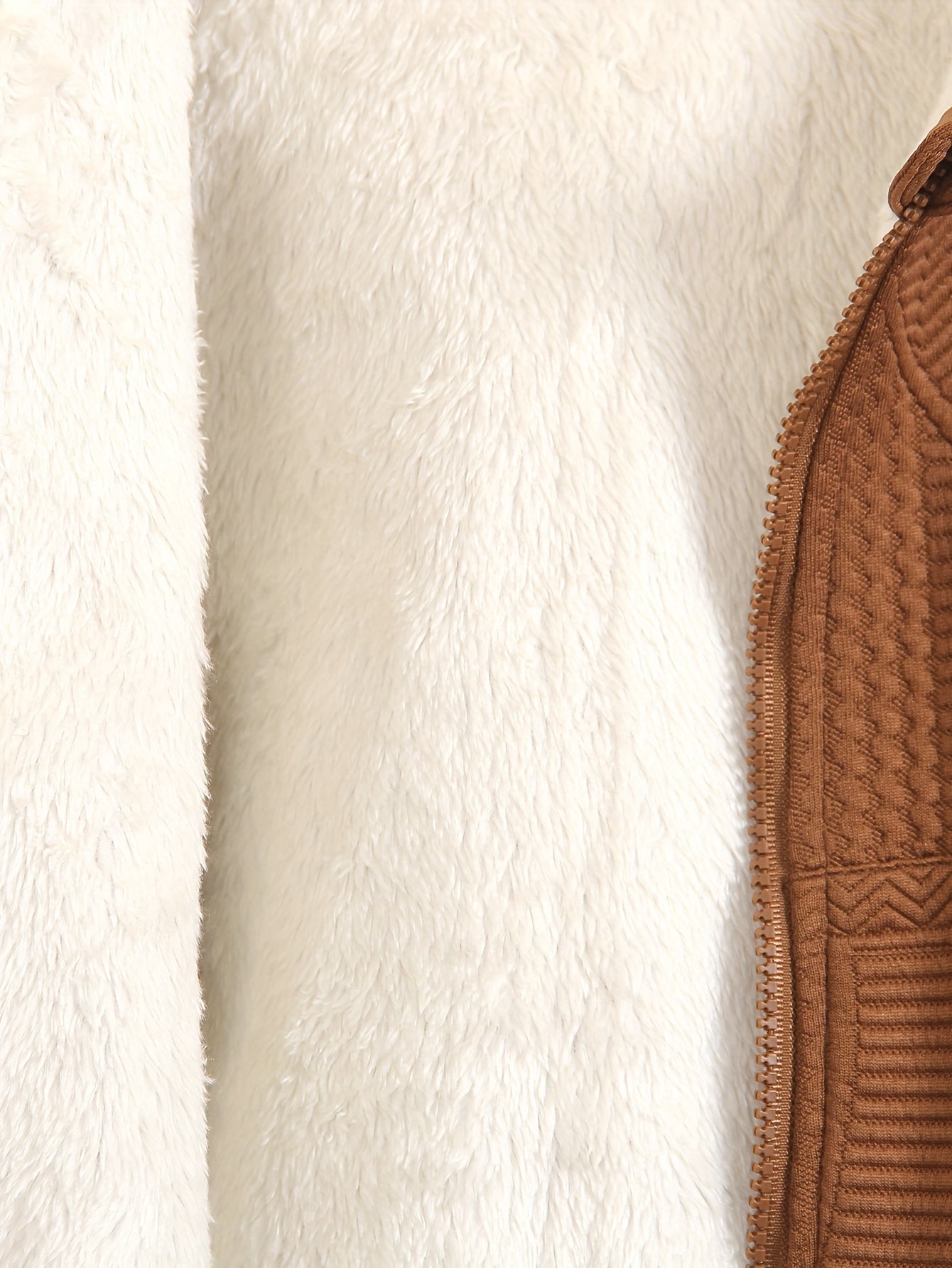 Cozy Fleece Zip-Up Hoodie & Pants Set - Beige Geometric Pattern, Long Sleeve Casual Winter Outfit with Pockets, Elastic Waistband, and Button-Up Front, Perfect for Fall/Winter, Cozy Clothing | Playful Design | Elastic Waistba