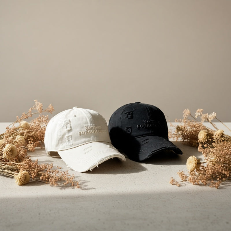 Women’s Embroidered Ripped Washed Baseball Cap Adjustable Fit