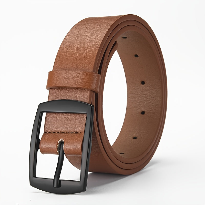 CKIRUV Men'S Elegant Faux Leather Belt with Alloy Buckle, Fashionable Business Casual Accessory, Ideal Valentine's/Mardi Gras/Campus Gift, Black
