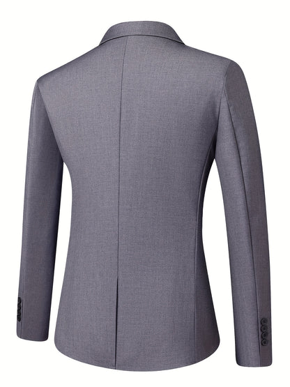 Men'S Casual Work Suit Polyester Solid Color Lapel Button Regular Fit Woven Pants and Jacket for Spring/Summer