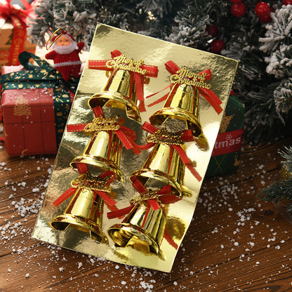 6pcs/9pcs Golden Yellow Small Bells Christmas Ornaments - Classic Golden Bell Decorations with Red Ribbon-like Hangers, Plastic Non- Tree & Wreath Bells for Xmas, New Year, Wedding, Party - & Pets (Bulk Pack), Christmas Decor