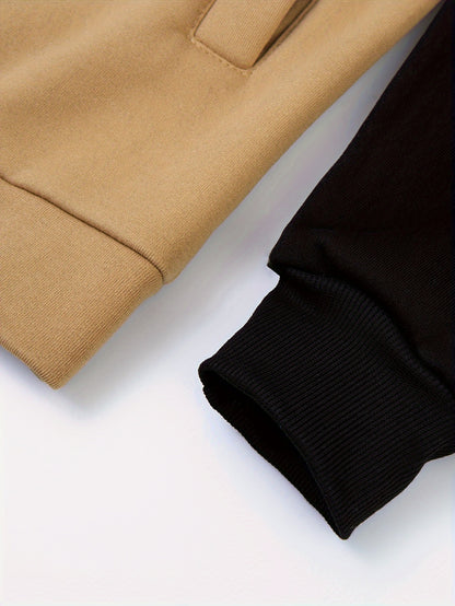 Տղամարդու գունավոր բլոկներով գլխարկով բաճկոն սպորտի և բացօթյա սպորտի համար, նորաձև հանգստի համար