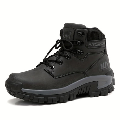 Men's Mid-Top Outdoor Hiking and Work Boots – Durable PU Leather