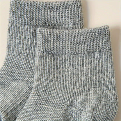 6pcs Soft Cotton Blend Youngsters Socks - Breathable, Non-Slip, All-Season Crew Socks for Youngsters & Youngsters, Black/White/Gray, Pack, Cotton Blend