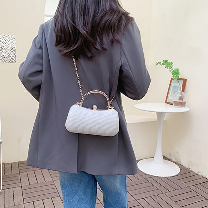 Փայլուն Rhinestone կանացի երեկոյան պայուսակ, փայլուն խաչաձև շղթայով ձեռքի պայուսակ, ճիրանային դրամապանակ երեկույթների և ընթրիքների համար