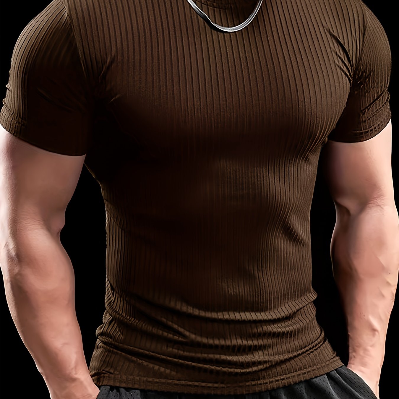 Men's Stretch Fit Short Sleeve T-Shirt - Breathable, Comfortable Polyester Blend, Solid Blue, Crew Neck, Casual  Sporty Style for Spring/Summer