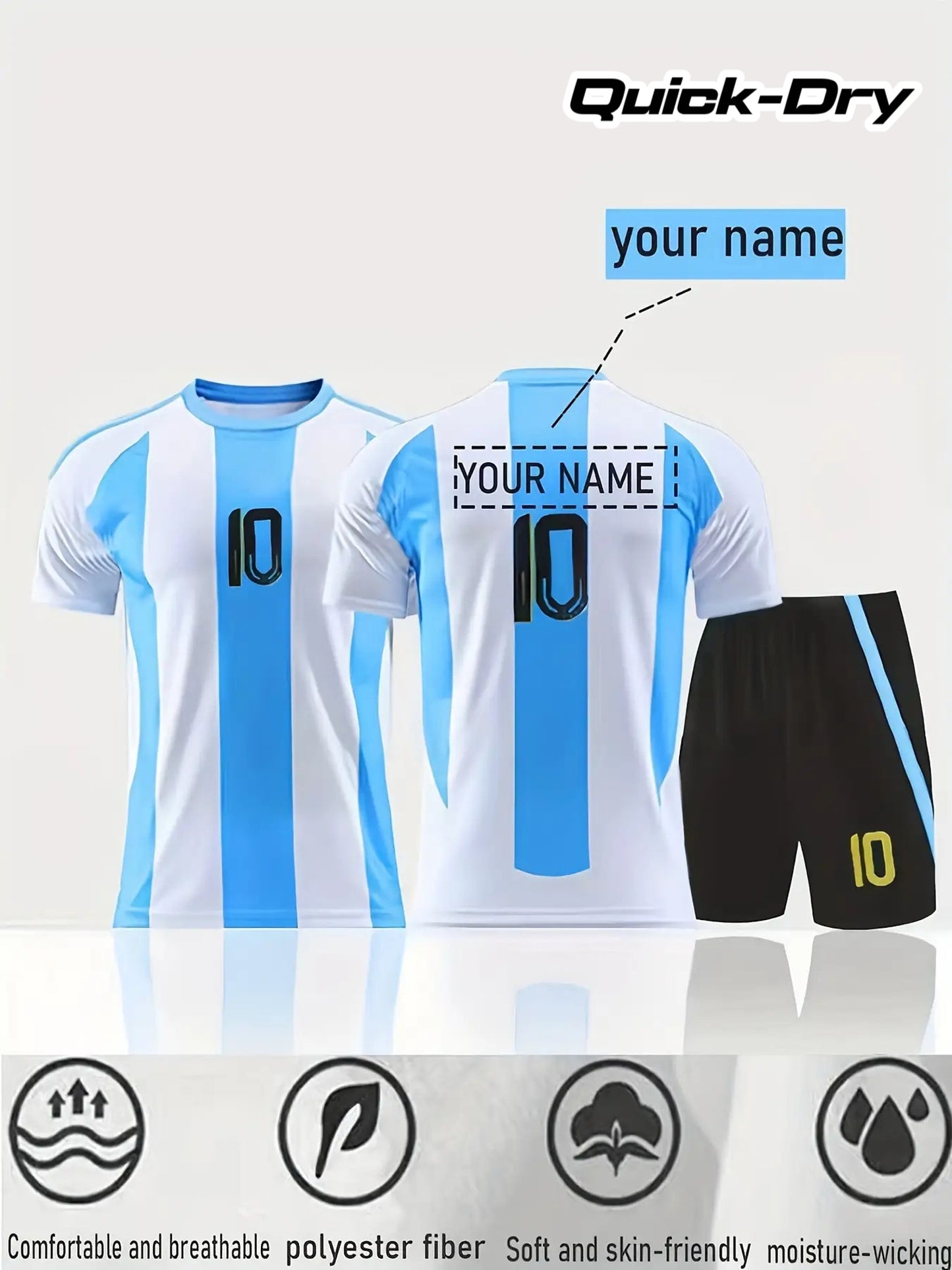 Custom Men's Football Jersey Set - Breathable Quick-Dry Mesh