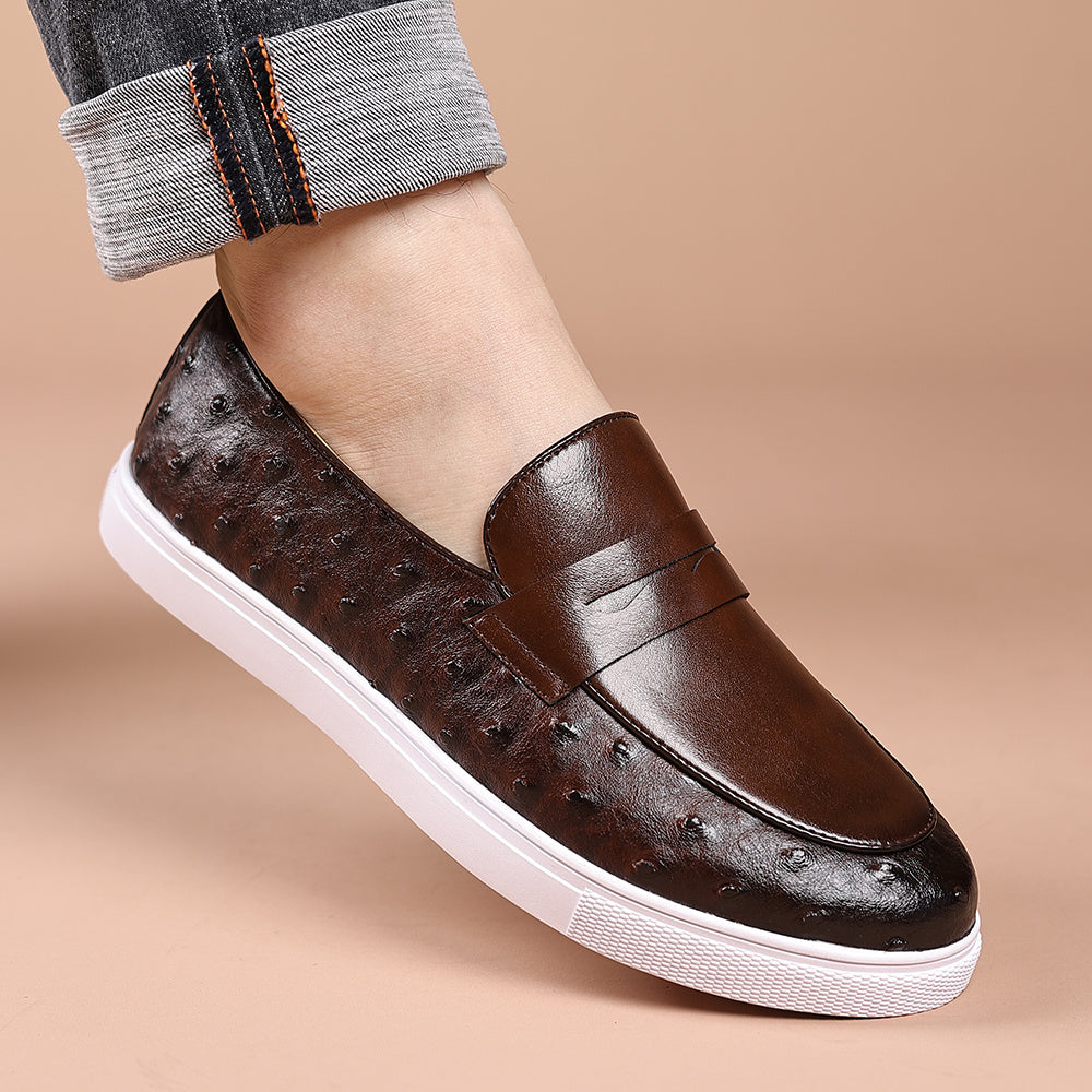 Plus-Size Men's Casual Loafers with White Rubber Soles