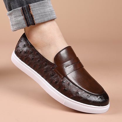 Plus-Size Men's Casual Loafers with White Rubber Soles