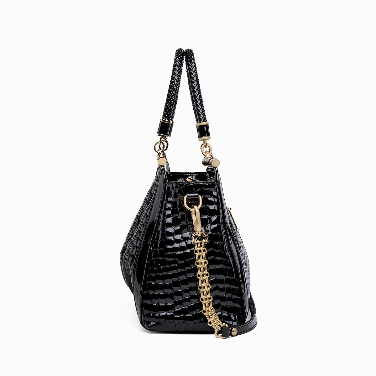 Elegant Women's Genuine Leather Tote Bag with Detachable Strap