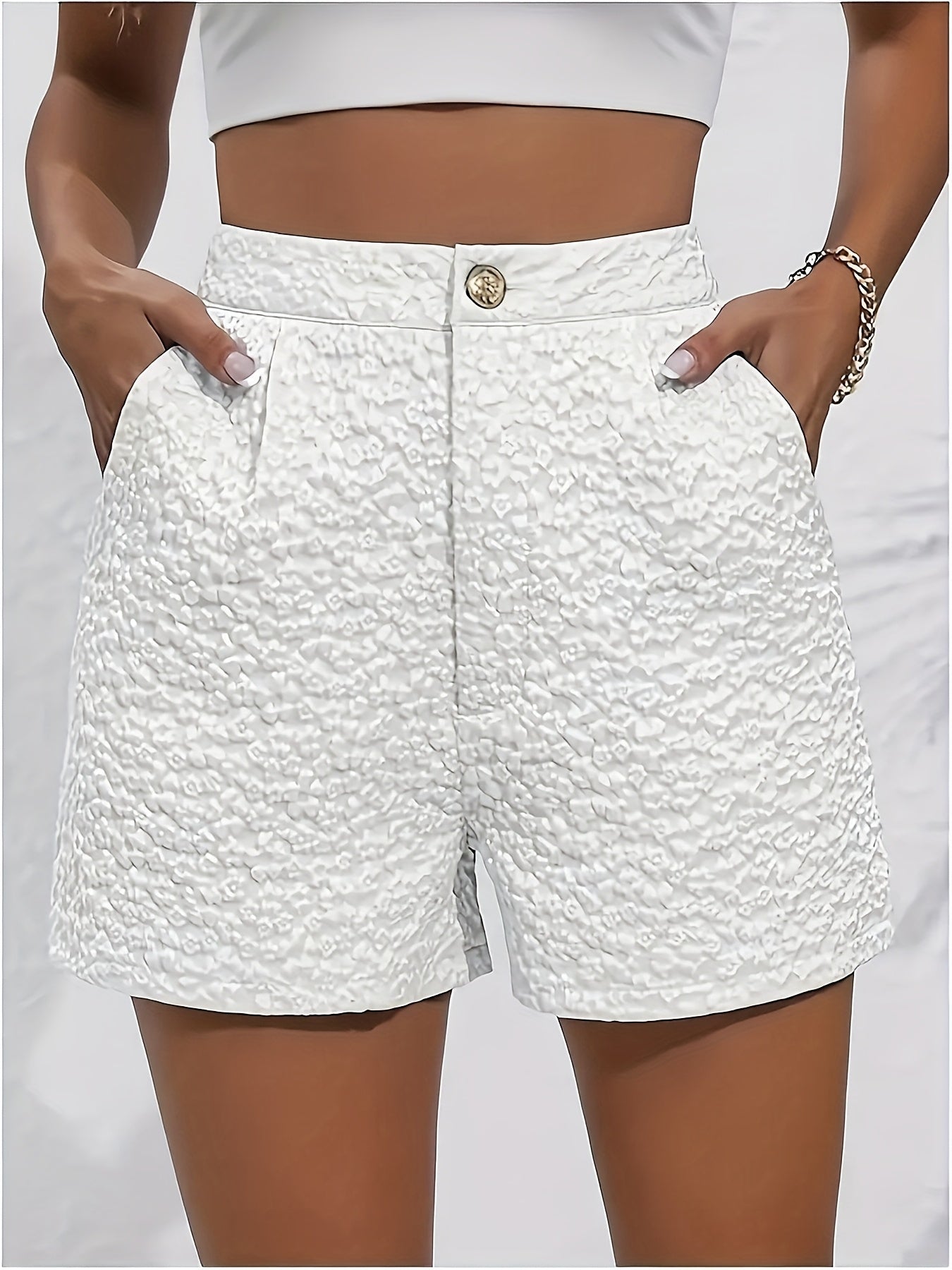 Elegant Women's Summer Jacquard Floral Casual Shorts