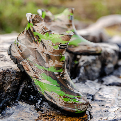 Men's Camouflage Short Rain Boots Slip-On PU Waterproof
