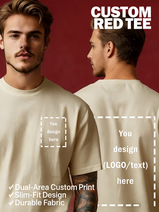 Men's Customizable Polyester T-Shirt with Crew Neck - Breathable Summe - ayq