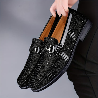 Men's Cow Leather Slip-On Dress Shoes with Soft Rubber Sole