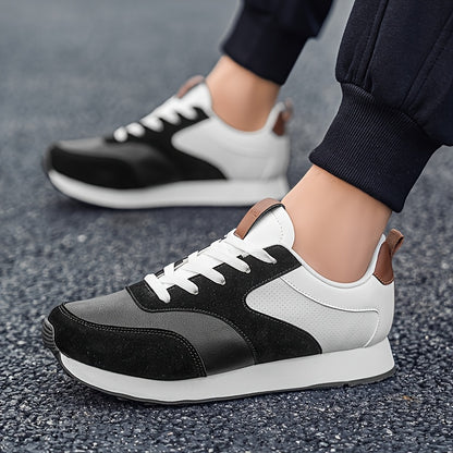 Men'S Casual Sneakers - Flat Lace-Up Shoes with Thick Sole for Height Increase - Breathable All-Season Running Shoes, Olive Green & White, Perfect for Outdoor Activities, Hiking, and Daily Wear, Hiking Footwear | Stylish Lace - ayq