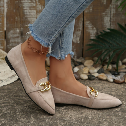 Women's Pointed Toe Slip-On Penny Loafers - Lightweight Fabric Flats