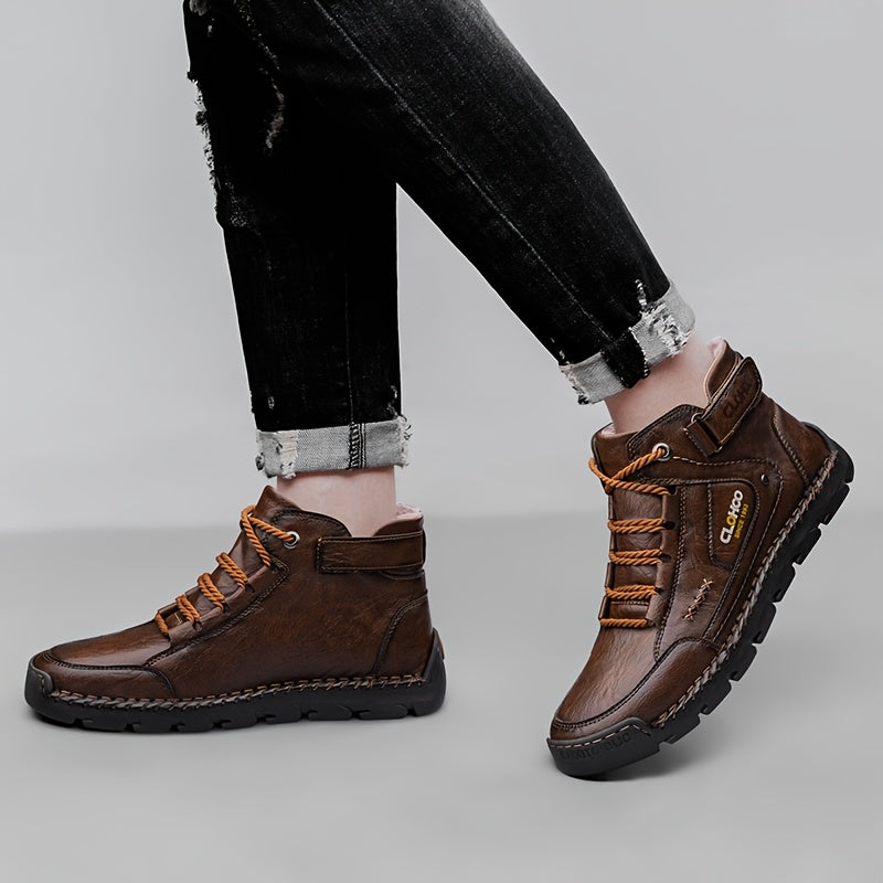 Men's Warm Winter Ankle Boots - Durable Handmade Lace-Up Chukas