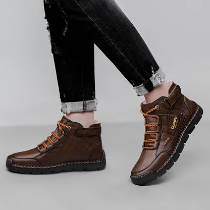 Men's Warm Winter Ankle Boots - Durable Handmade Lace-Up Chukas