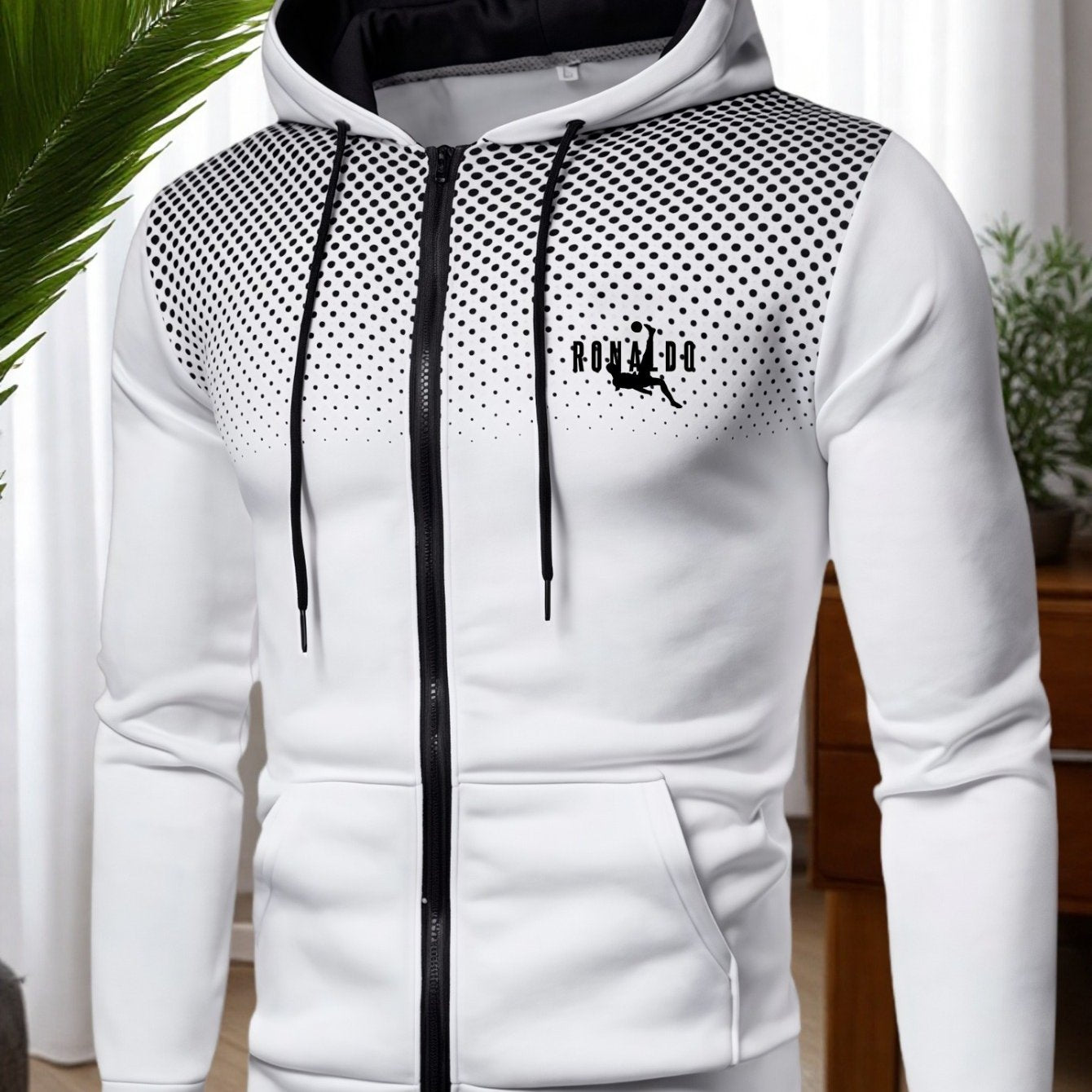 Men's Red Hooded Zip-Up Jacket with Logo Patch Pocket - Logo Personalization, Full-Zip Front Closure, Hooded Collar & Black Zipper - Casual Sportswear Winter Coat for Gym,, Streetwear () - Logo Printing Service, Mens Clothes,