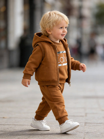 3-Piece Baby Boys Fall Winter Outfit Set with Pullover & Pants