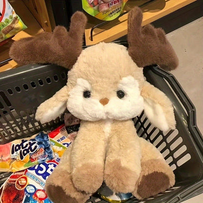 1pc 35CM/13.78IN Cute Brown Little Deer/Fawn Soft Plush Toy, Suitable As a Birthday Gift for a Girlfriend Or, a Companion Pillow, Christmas Gift, Graduation/Valentine'S Day Gift, Couple'S Gift That Conveys Affection, Home Dec