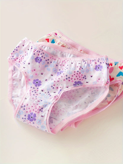 Girls' Cotton Floral Briefs Underwear - Soft, Breathable Comfort
