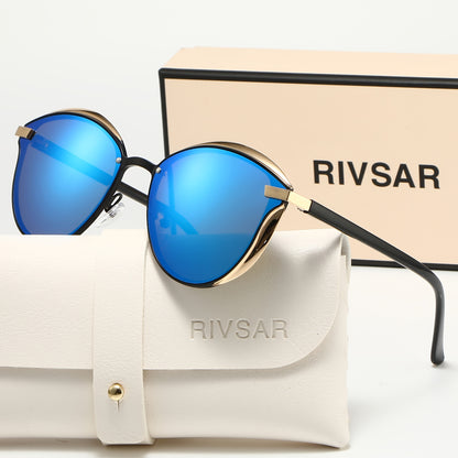 Unisex Cat Eye Polarized Sunglasses Lightweight Metal Frame