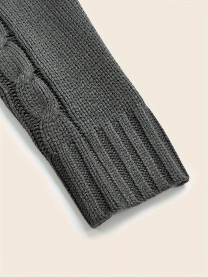 Men's Casual Knit Cardigan | Olive Green Acrylic Sweater | V-Neck with Button Closure | Textured Cable Knit Design | Machine Washable | Ideal for Autumn/Winter, Knit Sweater