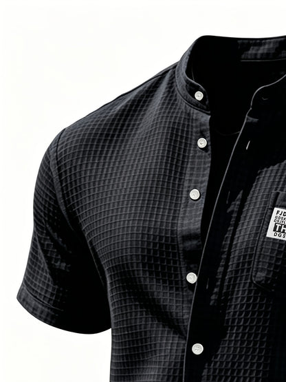 Men's Summer Waffle Knit Shirt & Shorts Set - Casual Sporty Style