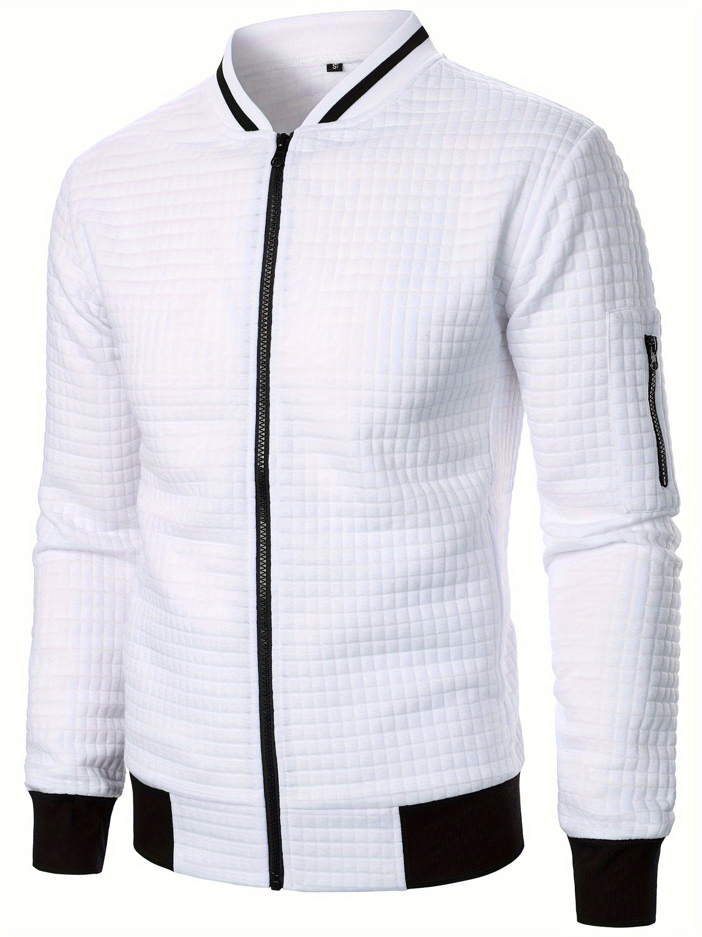 Men'S Zip-Up Jacket - Full-Zip Front Closure, Stand Collar, Lightweight Outerwear for Office, Casual & Formal Events - Spring/Fall Transitional Clothing - Easy-Care Modern Men'S Coat, Zip Up Jacket, Autumn Layering, Sleek Des