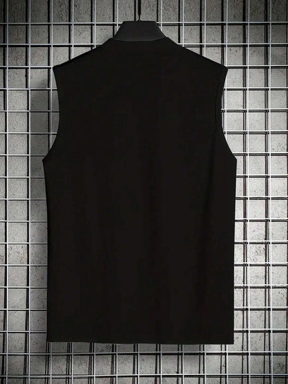 Տպել Հարմարավետ շնչառական վերնաշապիկ, տղամարդկանց պատահական ձգվող անթև վերնաշապիկ ամառային մարզասրահի մարզումների համար բասկետբոլ