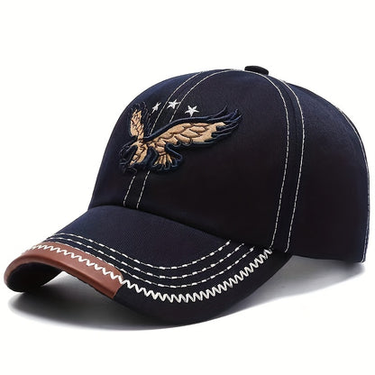 Unisex Fashion Cool 3D Eagle ասեղնագործված բեյսբոլի գլխարկ, կարգավորելի արևապաշտպանություն պատահական սպորտային արևապաշտպան գլխարկ կանանց և տղամարդկանց համար