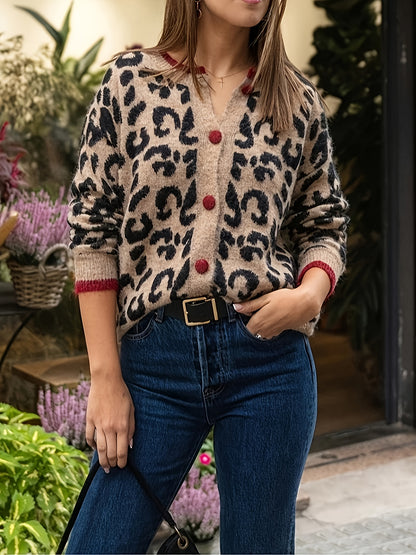 Chic Leopard Print Cardigan