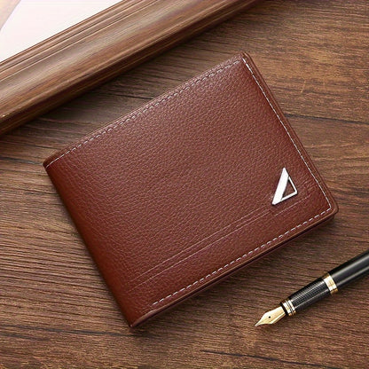 Men's Business Horizontal Short Wallet Money Clip, Fashion Large Capacity PU Leather Wallet