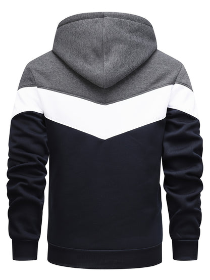 Men's Color Block Hoodie - Casual Graphic Design Pullover With Kangaroo Pocket For Winter And Fall Streetwear - Great Gift