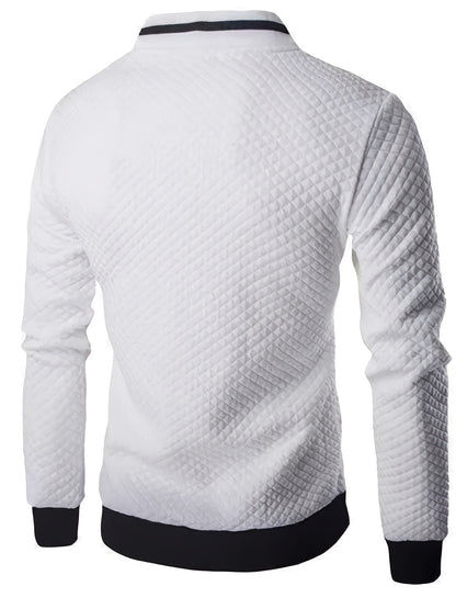Men's Quilted Baseball Jacket with Stand Collar for Spring/Fall