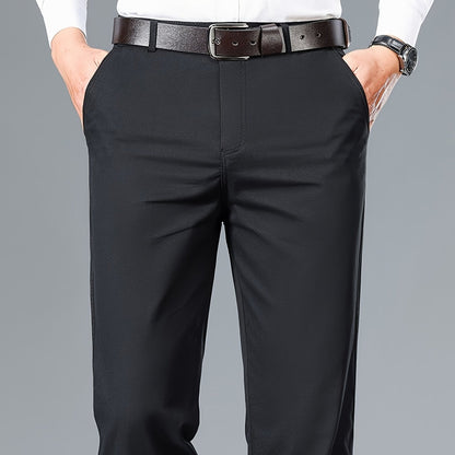 Men's Light Business Cotton Dress Pants - Straight Leg, Olive Green, 100% Cotton, Perfect for Office or Casual Outings