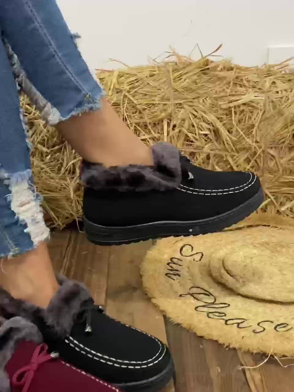 Կանացի հաստ, բրդյա երեսպատված, չսահող, տաք ձմեռային կոշիկներ | Կոշիկներ տանը/դրսում հագնելու համար, հարմարավետ, հարթ ներբանով, կարճ, ձմեռային կոշիկներ կանանց համար, էլեգանտ, դասական, կոշիկներ կրունկով, լայն ոտքի համար կոշիկներ