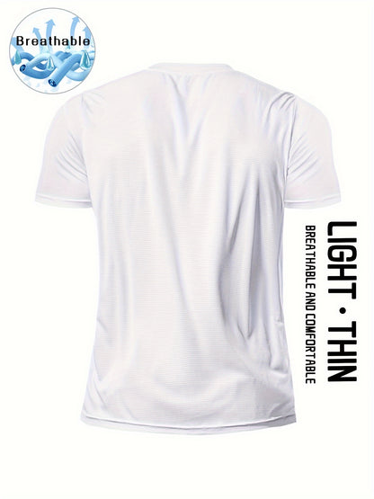 Տղամարդկանց պինդ սպորտային վերնաշապիկ, Active Breathable Short Mee Slim-fit Crew Neck Tee, Տղամարդու հագուստ բացօթյա համար