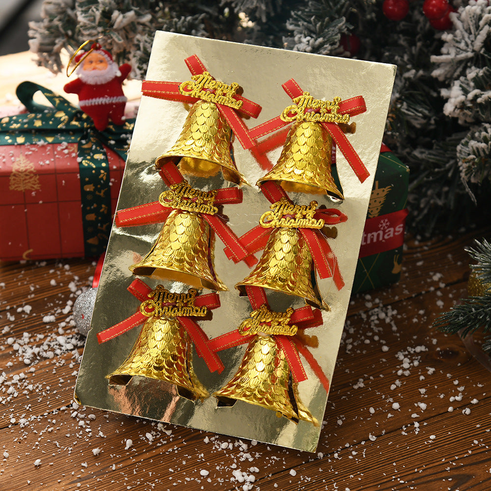 6pcs/9pcs Golden Yellow Small Bells Christmas Ornaments - Classic Golden Bell Decorations with Red Ribbon-like Hangers, Plastic Non- Tree & Wreath Bells for Xmas, New Year, Wedding, Party - & Pets (Bulk Pack), Christmas Decor
