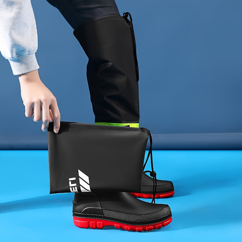 Men's Waterproof Long Rain Boots for Outdoor Travel