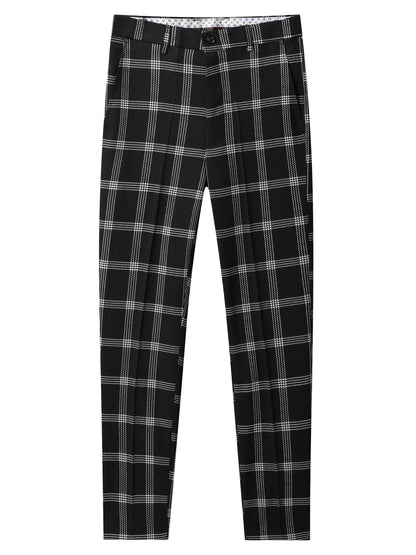 Boys' Plaid Two-Piece Suit Regular Fit Business Casual