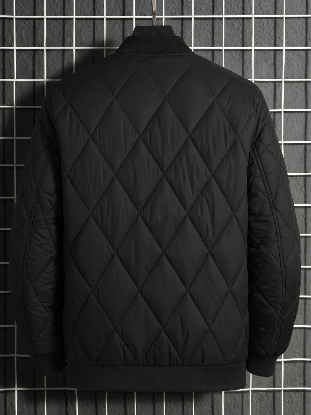 Men's Casual Padded Baseball Collar Coat with Chest Print