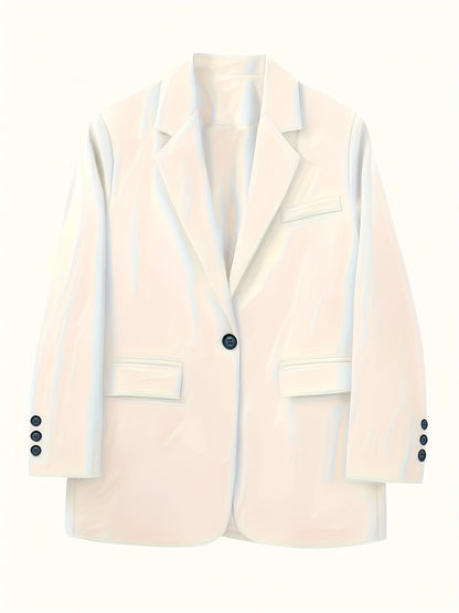 Կանացի շքեղ, առօրյա բլեյզեր՝ պոլիեսթերից, միագույն, երկար թևքերով, կոճակներով առջևի մասով և գրպաններով, ազատ չափսով, գարնանային/աշնանային բաճկոն, առօրյա հագուստի բաճկոն | մինիմալիստական ​​| մեկ օղակով բաճկոն